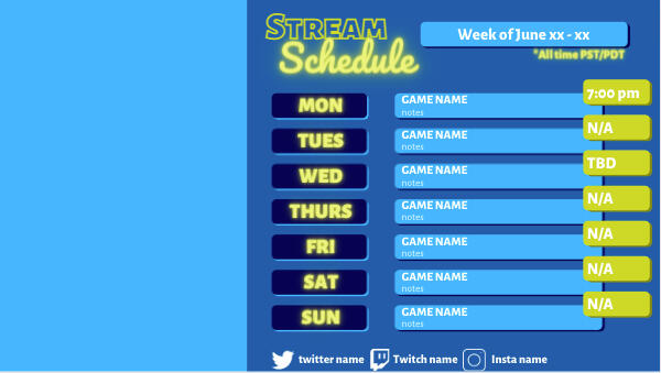 Stream Schedule